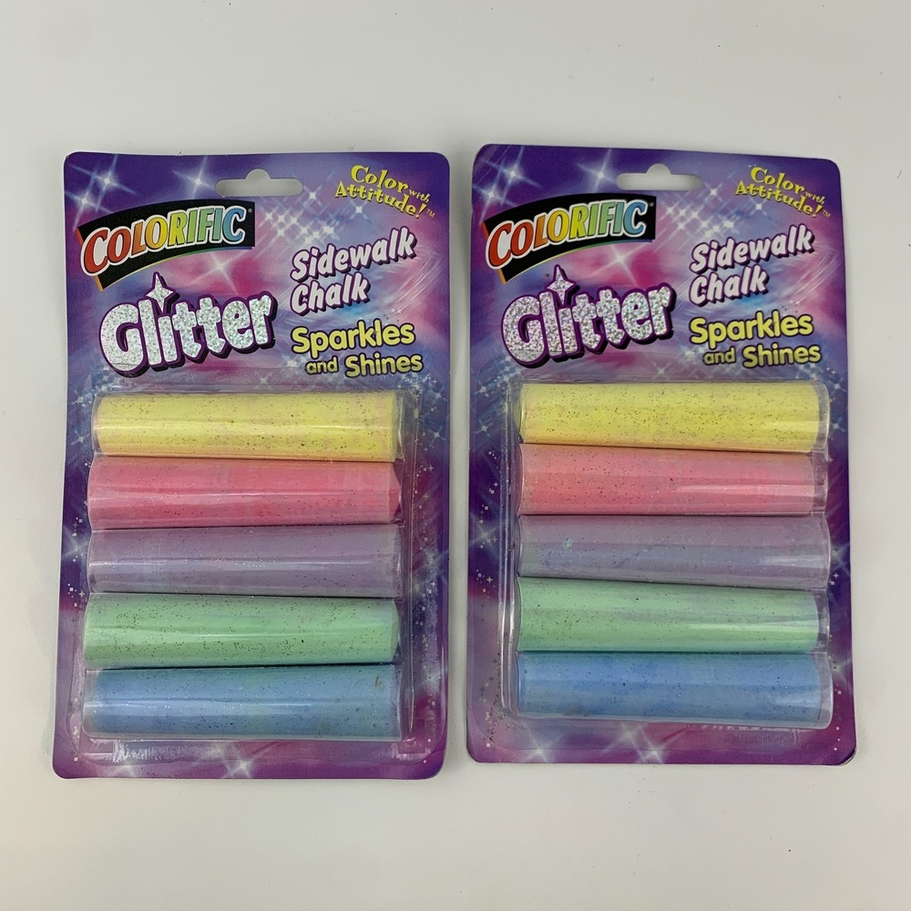 Colorific Glitter Sidewalk Chalk Set of 2 NIP 2002